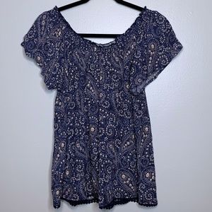 Self Esteem - Navy Blue Off-White Detail Flowy Tee